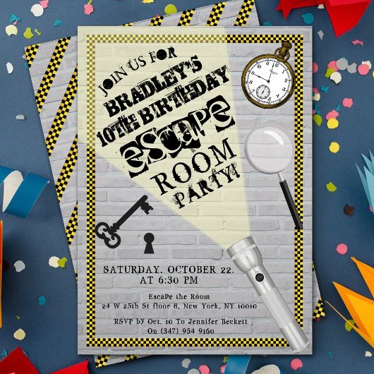 Invitation Chambre d'évasion moderne Fête n'importe quel âge 