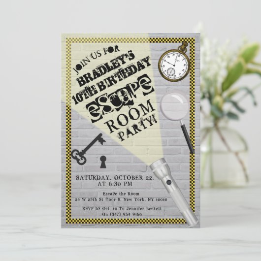 Invitation Chambre d'évasion moderne Fête n'importe quel âge (Debout devant)