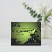 Invitation Chambre hantée de chat noir de Halloween (Debout devant)