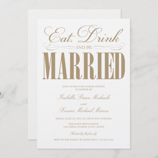 Invitation Chameau Mangez, Buvez & Soyez Mariés | Dîner de ré (Devant / Derrière)