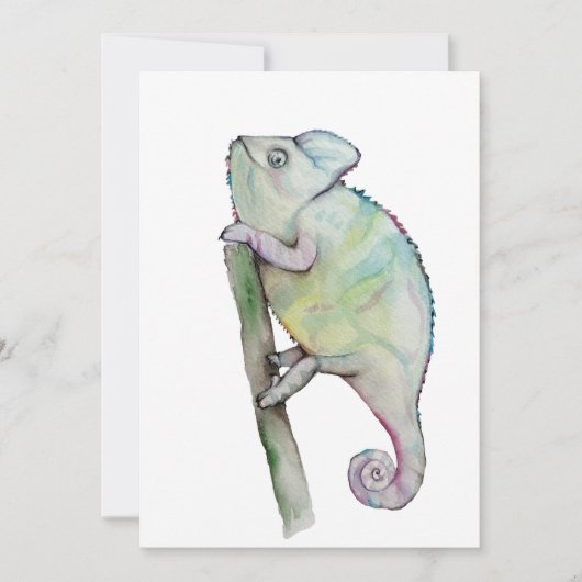 Invitation Chameleon à aquarelle mignonne (Devant)