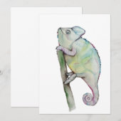 Invitation Chameleon à aquarelle mignonne (Devant / Derrière)