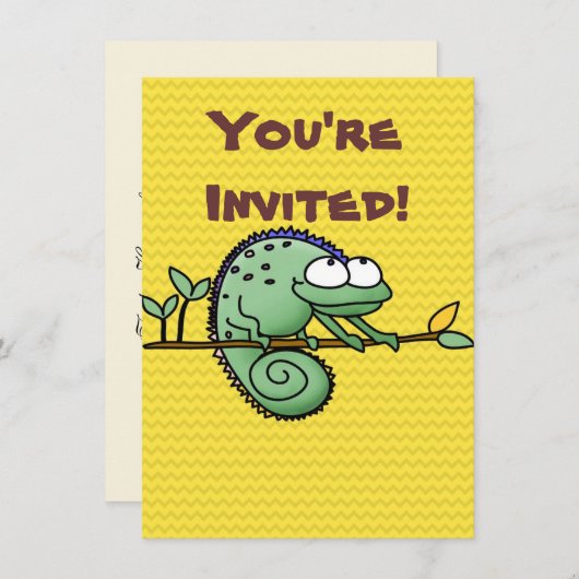 Invitation Chameleon Cute Funny (Devant / Derrière)