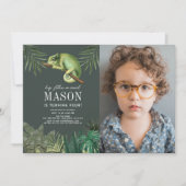 Invitation Chameleon Reptile Green Boy Photo Anniversaire (Devant)