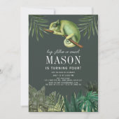 Invitation Chameleon Reptile Tropical Green Boy Anniversaire (Devant)