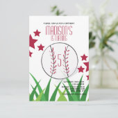 Invitation Champ de baseball Anniversaire Étoiles N'importe q (Debout devant)