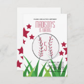 Invitation Champ de baseball Anniversaire Étoiles N'importe q (Devant / Derrière)