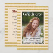 Invitation Champ de fleurs Gold Graduation Parade de voiture (Devant / Derrière)