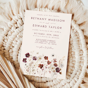 Invitation Champ de fleurs sauvages beige automne Mariage