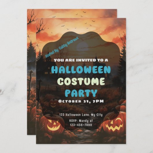 Invitation Champ déplaisant des lanternes Jack-O' Halloween (Devant / Derrière)