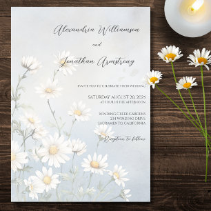 Invitation Champ rustique de marguerites sur fond de mariage 