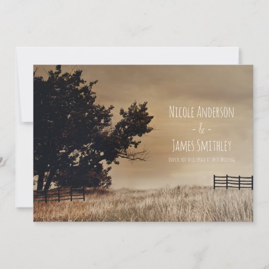 Invitation Champ rustique Mariage campagnard minimal (Devant)
