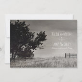 Invitation Champ rustique Mariage campagnard noir blanc noir (Devant)