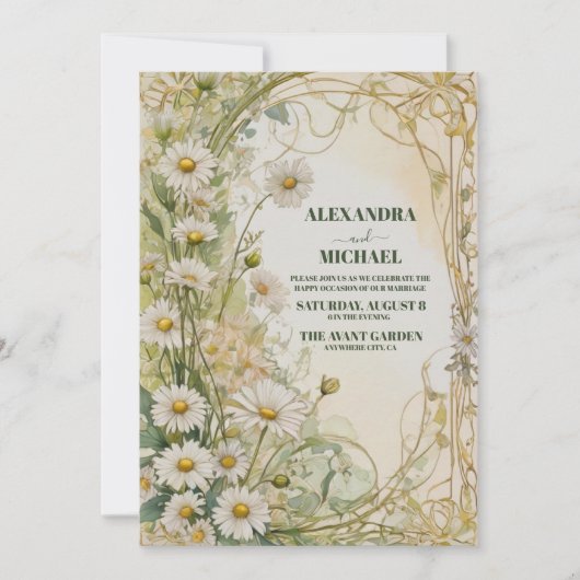 Invitation Champ rustique Mariage de marguerites (Devant)