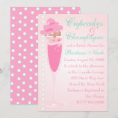 Invitation Champage, Cupcakes & Perles (Devant / Derrière)