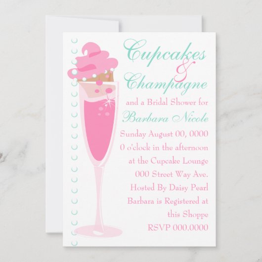 Invitation Champage, Cupcakes & Perles (Devant)