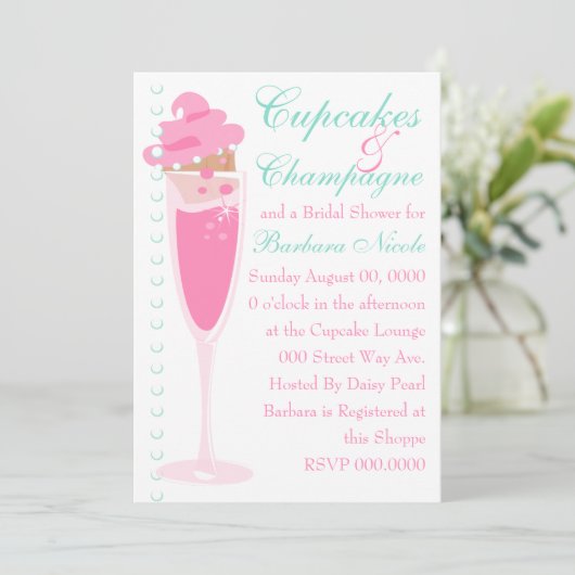 Invitation Champage, Cupcakes & Perles (Debout devant)