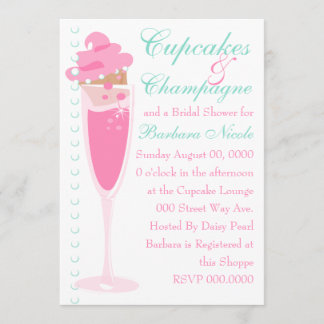 Invitation Champage, Cupcakes & Perles