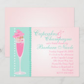 Invitation Champage, Cupcakes & Perles (Devant / Derrière)