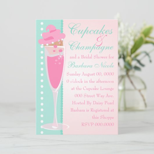 Invitation Champage, Cupcakes & Perles (Debout devant)