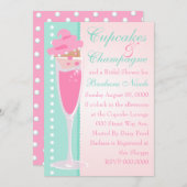 Invitation Champage, Cupcakes & Perles (Devant / Derrière)