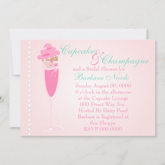 Invitation Champage, Cupcakes & Perles (Devant)