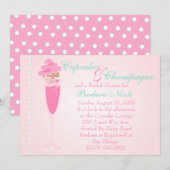 Invitation Champage, Cupcakes & Perles (Devant / Derrière)