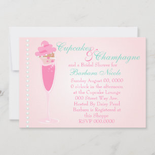 Invitation Champage, Cupcakes & Perles