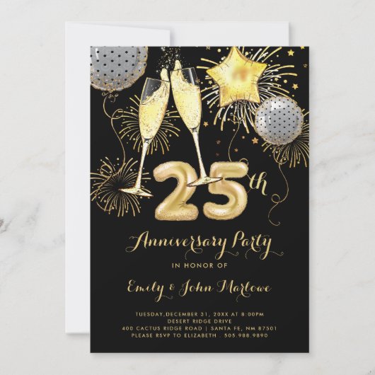 Invitation Champagne 25e anniversaire des Ballons noirs d'or (Devant)