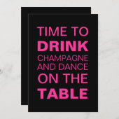Invitation Champagne à boire à Fuchsia 21e anniversaire Invit (Devant / Derrière)