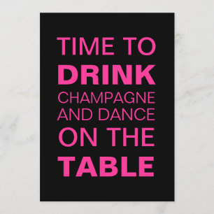 Invitation Champagne à boire à Fuchsia 21e anniversaire Invit