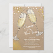 Invitation Champagne à la fête du Nouvel An (Devant)