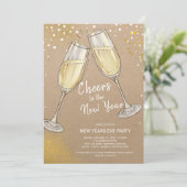 Invitation Champagne à la fête du Nouvel An (Debout devant)