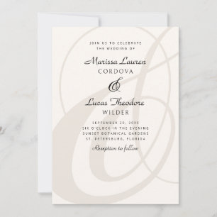 Invitation Champagne Ampersand Script Calligraphie Mariage
