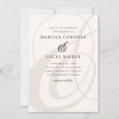 Invitation Champagne Ampersand Script Calligraphie Mariage (Devant)