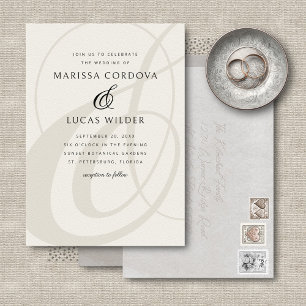 Invitation Champagne Ampersand Script Calligraphie Mariage