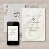 Invitation Champagne Ampersand Script Calligraphie Mariage