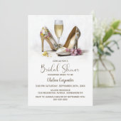 Invitation Champagne and Floral High Heel Shoes (Debout devant)