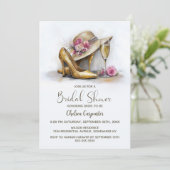 Invitation Champagne and Stylish Gold High Heel Shoes (Debout devant)