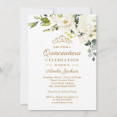 Invitation Champagne Aquarelle Quinceanera Florale (Devant)