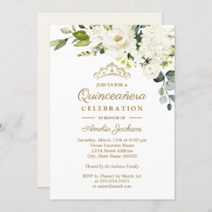 Invitation Champagne Aquarelle Quinceanera Florale
