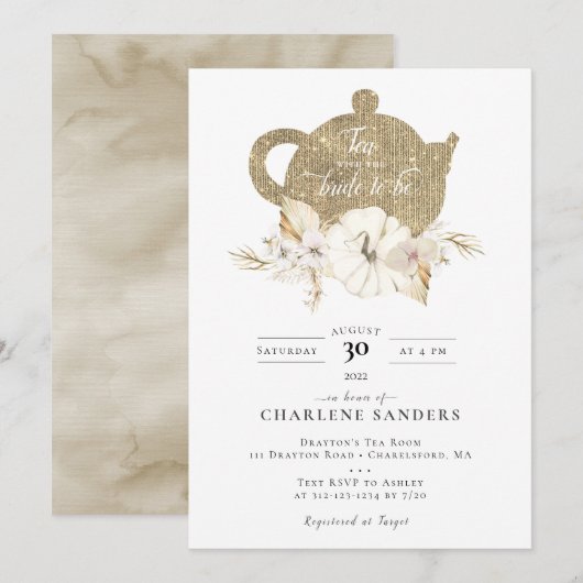 Invitation Champagne Autumn Bridal Tea Invitation (Devant / Derrière)