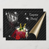 Invitation Champagne Ballons Black Surprise Anniversaire (Devant / Derrière)