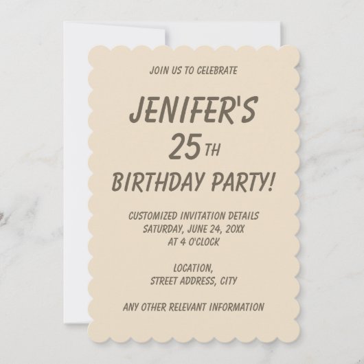 Invitation Champagne beige uni couleur unie (Devant)