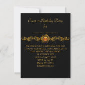 Invitation Champagne Black Gold Balloons fête d'anniversaire (Dos)