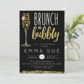 Invitation Champagne Black Gold Brunch & Bubbly Douche nuptia (Debout devant)