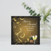 Invitation Champagne Black/Gold Custom 50e fête d'anniversair (Debout devant)