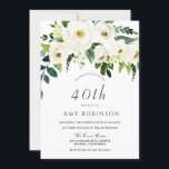 Invitation Champagne Blanc Floral Élégant 40e anniversaire<br><div class="desc">Champagne Blanc Floral Élégant 40e anniversaire Invitation à la fête Voir la collection correspondante en Niche et Nest Store</div>
