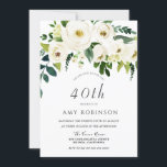 Invitation Champagne Blanc Floral Élégant 40e anniversaire<br><div class="desc">Champagne Blanc Floral Élégant 40e anniversaire Invitation à la fête Voir la collection correspondante en Niche et Nest Store</div>
