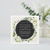 Invitation Champagne Blanc Vert Floral Carré Mariage (Debout devant)